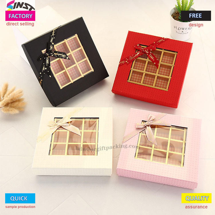 Square 25 Grid Open Window Chocolate Presentlåda